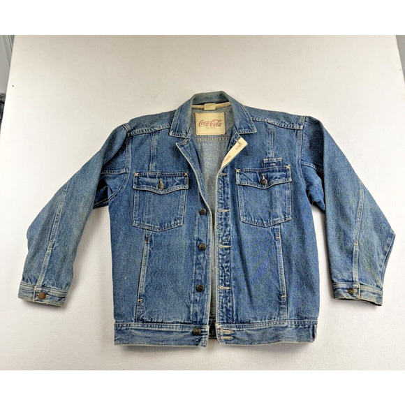 Vintage Coca-Cola Jean Jacket Women Distressed Trucker Classic Retro L - Picture 2 of 11